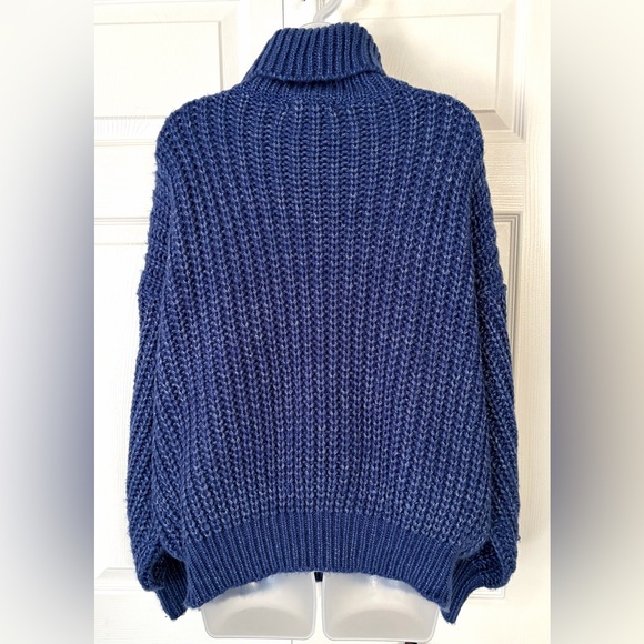 FATE Sweater Turtleneck Forever Chic Cable Sweater Royal Blue size Small Medium - Picture 7 of 13